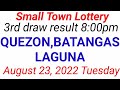 STL - QUEZON,BATANGAS,LAGUNA August 23, 2022 3RD DRAW RESULT