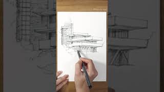 Fallingwater house (Time-Lapse) drawing