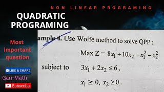 Wolfe Method , Quatric Programing Problem #mscmathematics #nonlinear #mostimportantquestions