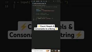 count alphabets - vowels and consonants in #python 🐍 #pythonforbeginners #programming #coding