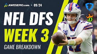 NFL DFS PICKS: WEEK 3 GAME BREAK DOWNS DRAFTKINGS + FANDUEL