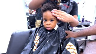 Baby's First Haircut EVER! 1 Year Old Baby Boy's First Haircut! Total Transformation!