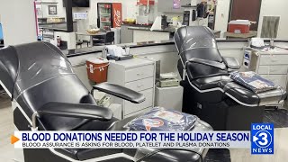 Blood donations needed for the holiday season