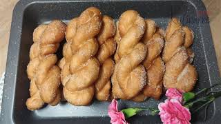 🍩 Korean curly donuts :) sprinkled with sugar and cinnamon - Amazing recipe 🍩