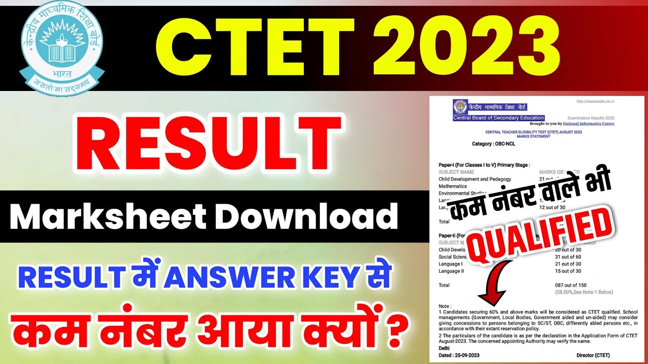 CTET Result 2023 Qualified Number New Updates | Ctet August 2023 ...