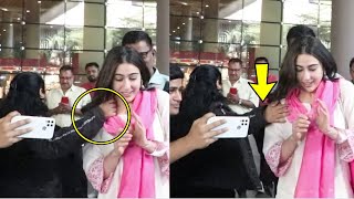 Sara Ali Khan Uncomfortable When Fan Tried Touching Her Shoulder At Airport