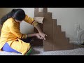 diy steps using cardboard for navaratri golu