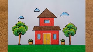 How to Draw a House | Easy Simple For Beginners | Drawing a House