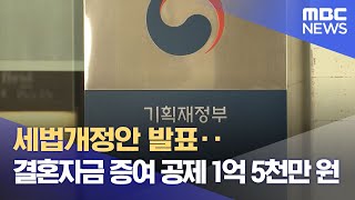 세법개정안 발표‥결혼자금 증여 공제 1억 5천만 원 (2023.07.27/5MBC뉴스)