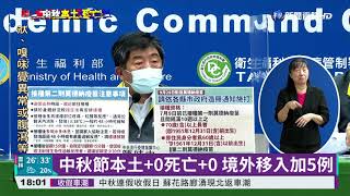 中秋節本土+0死亡+0 境外移入加5例｜華視新聞 20210921