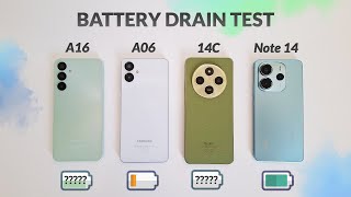 Samsung Galaxy A16 vs Galaxy A06 vs Redmi Note 14 vs Redmi 14C | Battery Drain Test