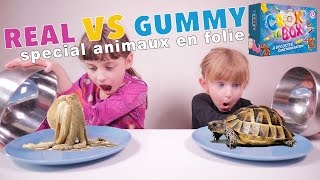 REAL VS GUMMY FOOD CHALLENGE special CROK TA BOX • Animaux en folie en bonbons ou réels ? - #SBT