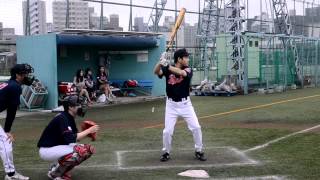 2012/7/7 草野球チーム「チームポアンカレ」の守口選手のバッティング