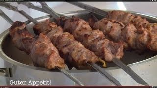 Schaschlik. Neues Rezept. Schaschlik auf Joghurt. Videorezept. Leckerer Schaschlik