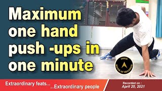 Maximum one hand push-ups in one minute