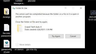 (FIX) The action can't be completed because the folder or a file in it is open in another program