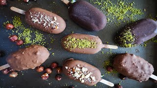 Homemade Magnum!Chocolate Ice-cream Bar | No Machine \u0026 Mixer! EASIEST RECIPE!!朱古力脆皮雪條(冰淇淋)*最簡單食譜*