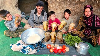 Cooking Showdown Sheep's Heads by Young Mother in the Cave | Village Life