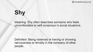 Shy Meaning