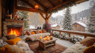 Warm Winter Balcony next to the Fireplace 🔥 Soothing Piano Jazz Music for Study, Work and Relax