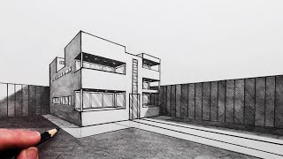How to Draw a Simple Modern House in 2-Point Perspective