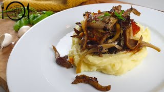 Pečená Hlíva ústřičná s dýní. Hlíva ústřičná recept.