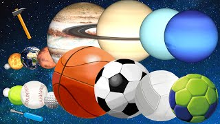 Sports balls and solar phase planets understand the size comparison Mercury Venus Earth Mars Jupiter