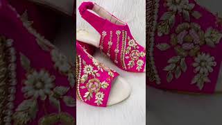 @sakshisindhi Pink Designer Wedges #shorts #lehenga #wedding #wedges #heels #juti