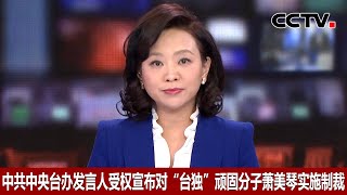 中共中央台办发言人受权宣布对“台独”顽固分子萧美琴实施制裁 |《中国新闻》CCTV中文国际