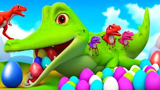 Giant Crocodile's Epic Attack on T-Rex Eggs | Dinosaur Hatching Adventure