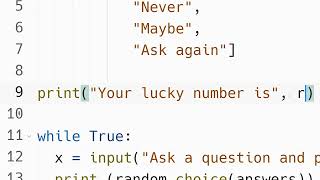 Make a magic 8 ball game in python