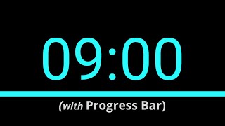 SILENT - 9 Minute Countdown - Blue with Progress Bar and Time Markers / Chapters