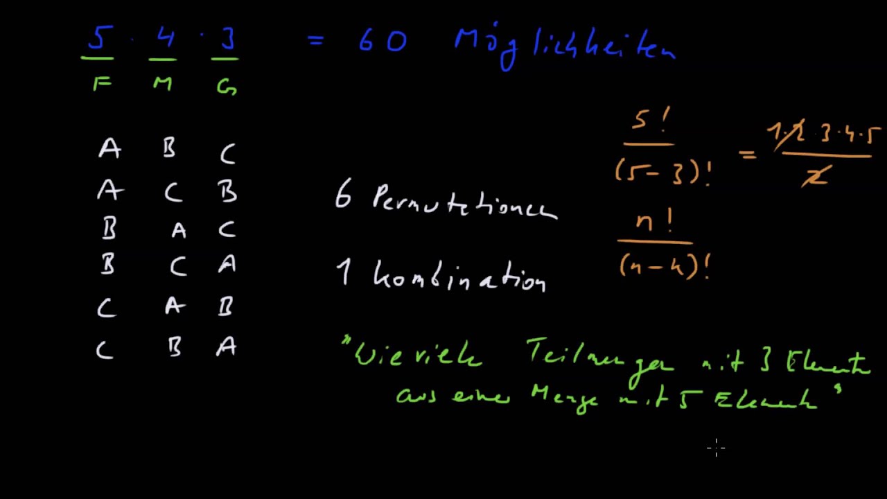 Kombinatorik 2 - Kombinationen - YouTube