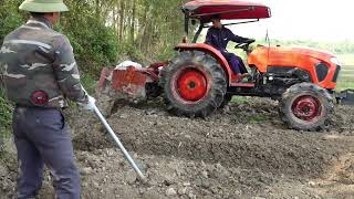 máy cày, xe máy cày, may cay, máy cày ruộng - LÀM VIỆC - Tractor at work