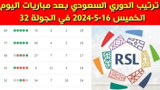 ترتيب الدوري السعودي بعد مباريات اليوم الخميس 16-5-2024 في الجولة 32