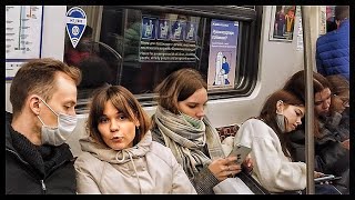 Russia, St Petersburg Subway Ride: Metro Passengers \u0026 Live Camera [Walk Stations, escalators, trains