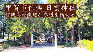 信楽高原鐵道が参道を横切る日雲神社  Japanese rural train crosses a shrine #信楽高原鐵道 #railroadcrossing  #第四種踏切 #日雲神社