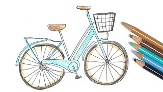 【自転車】の描き方！色鉛筆とペンの簡単イラスト【bicycle】