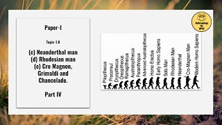 Paper-I, Topic-1.6 Neanderthal man, Rhodesian man, Cro-Magnon, Grimaldi, and Chancelade Part-IV