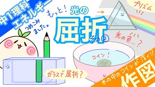 【中1理科p4】もっと！光の屈折！光の色【えんぴつ・ガラス・コイン・プリズムなどなど…】