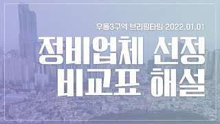 정비업체 선정 비교표 해설 2022.01.01