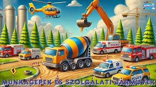 Munkagépek és szolgálati járművek gyerekeknek 🚜🚒🚑  Fejlesztő videó gyerekeknek. #truck #police