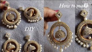 stone jhumka earrings making|#jhumka |Mrudula's Crafts