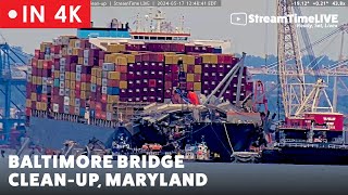 IN 4K! Baltimore Shipping Channel and Bridge Collapse Clean-up | Baltimore, MD USA | StreamTime LIVE