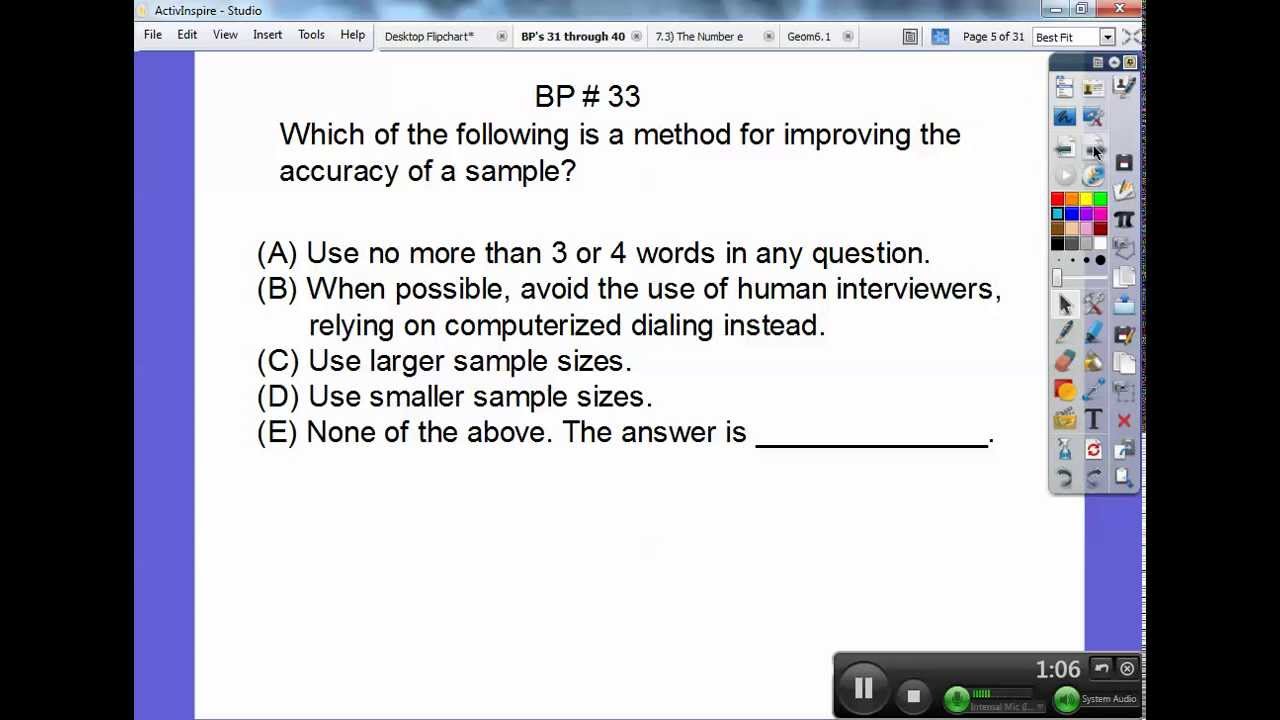 Sample Multiple Choice AP Statistics No 's 31 40 - YouTube