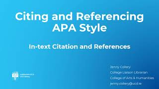 Citing and referencing in the APA Style