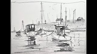 Drawing Seascape and Boat Scenes with China Marker - with Chris Petri