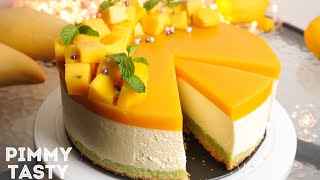 ชีสเค้กข้าวเหนียวมะม่วง แบบไม่อบ (No bake) Mango Cheese Cake recipe