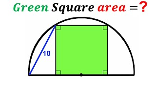 Can you find area of the Green shaded Square? | (Semicircle) | #math #maths | #geometry