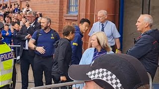 THE TOTTENHAM HOTSPUR PLAYERS ARRIVING AT IBROX: Spurs Players Booed by Rangers Fans